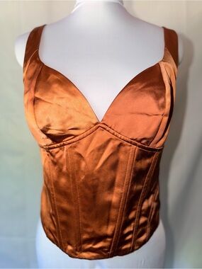 Jason Wu Satin Corset Top in a bronze/copper